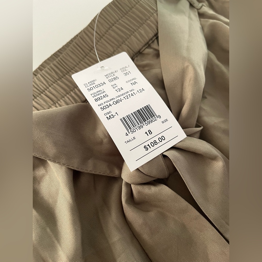 LAURA PLUS Tencel Tie‎ Waist Wide Leg Midi Skirt Olive Green Size 18 - Picture 8 of 9